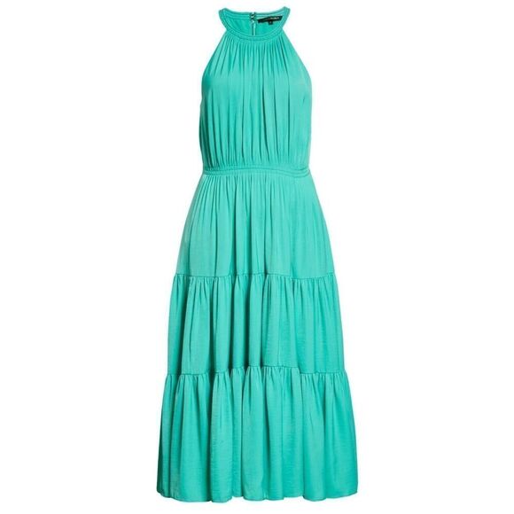 Kobi Halperin Robin Tiered Halter Neck Maxi Dress in Shamrock Green, Boho | 10 - Picture 9 of 13